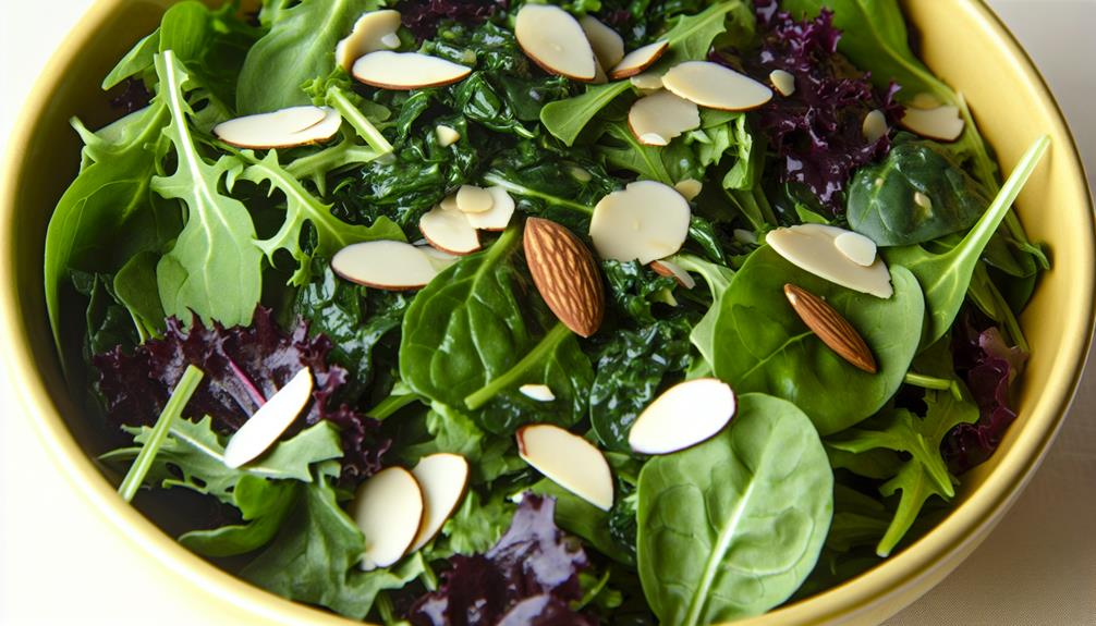 fresh salad with crunchy almonds